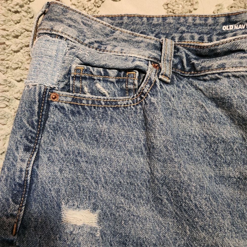 Old Navy Women's Distressed Star Patch Jeans sz 22 OG Staight - Picture 3 of 7